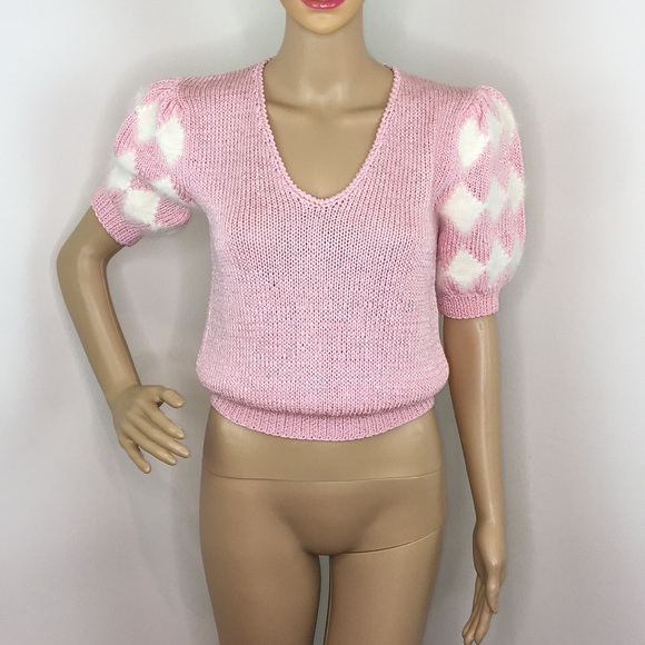 Vintage Pink Puffy Sleeve Sweater - Picture 3 of 7